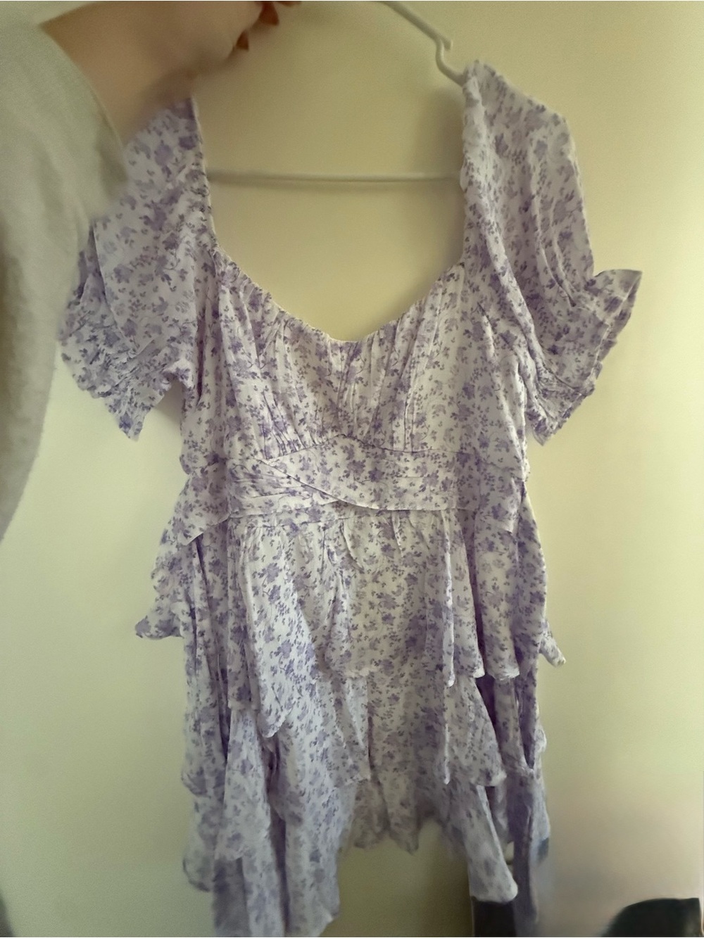Lavender Floral Ruffle Women's mini dress never worn